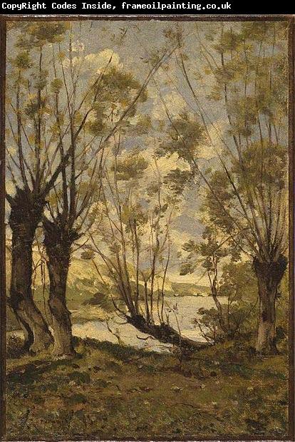 Henri Harpignies Willows on the Banks of the Loire
